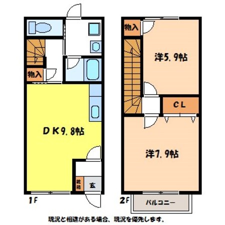 サンライズ大原Ｂの物件間取画像